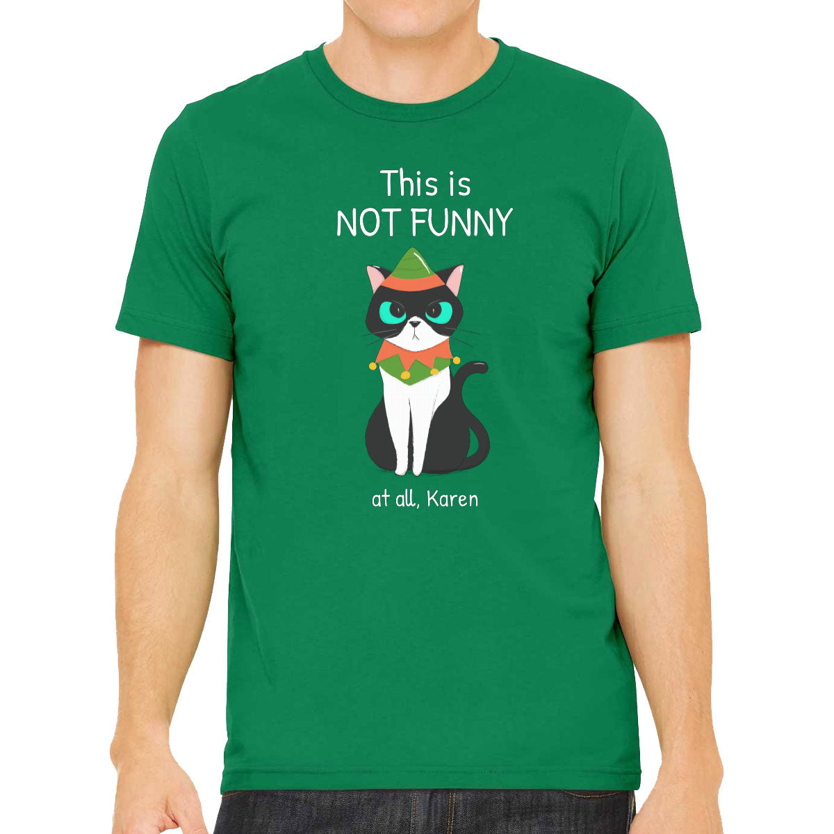 This Is Not Funny At All, Karen Grumpy Christmas Cat Men's T-shirt