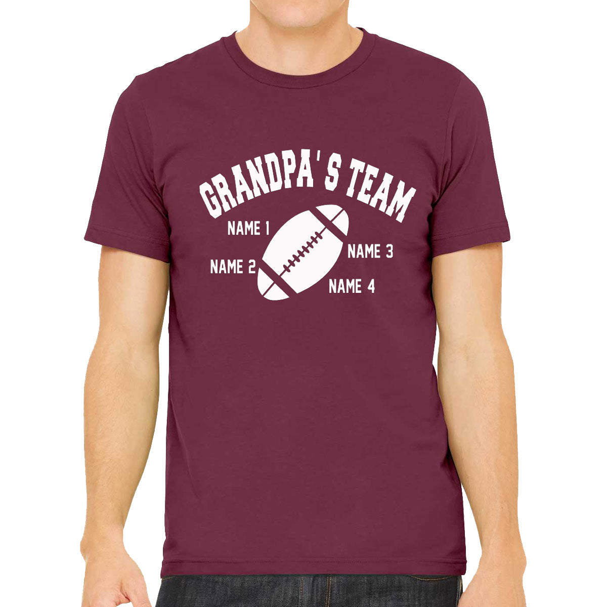 Grandpa's Team Custom 4 Names Men's T-shirt