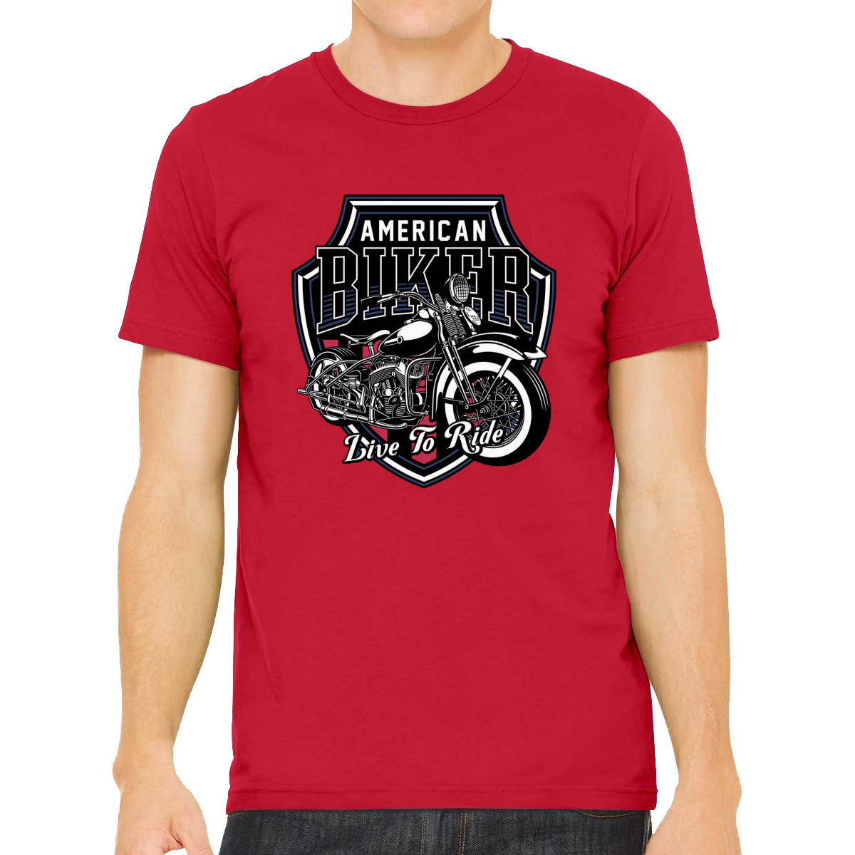 American Biker Live To Ride Motorcycle Men's T-shirt