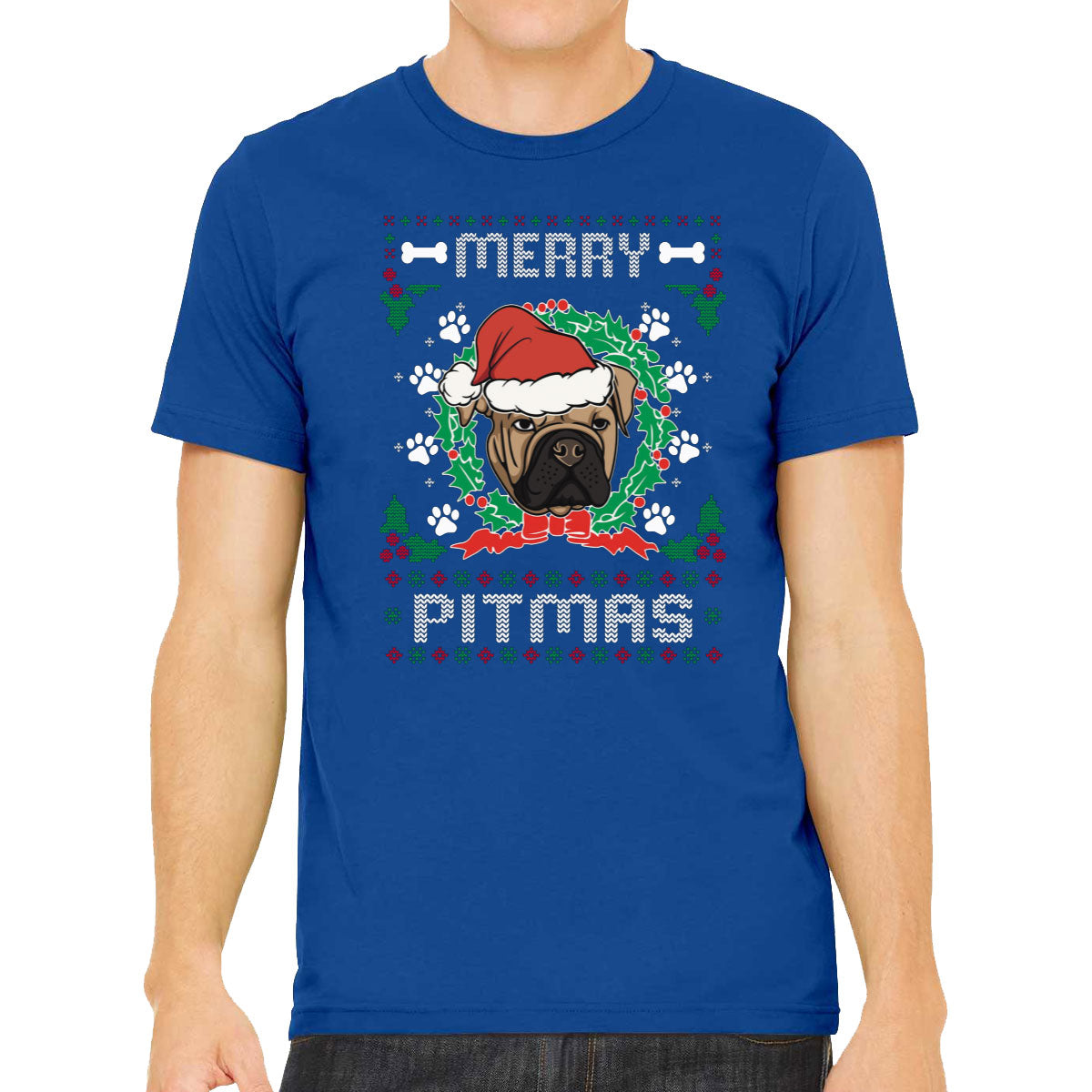 Merry Pitmas Pitbull Ugly Men's T-shirt