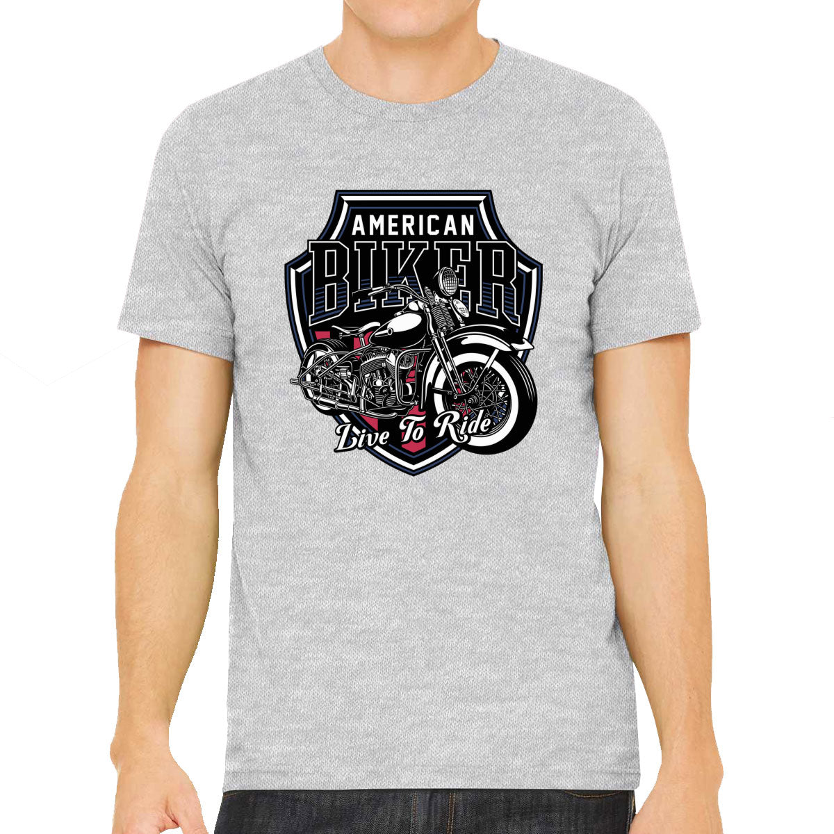 American Biker Live To Ride Motorcycle Men's T-shirt