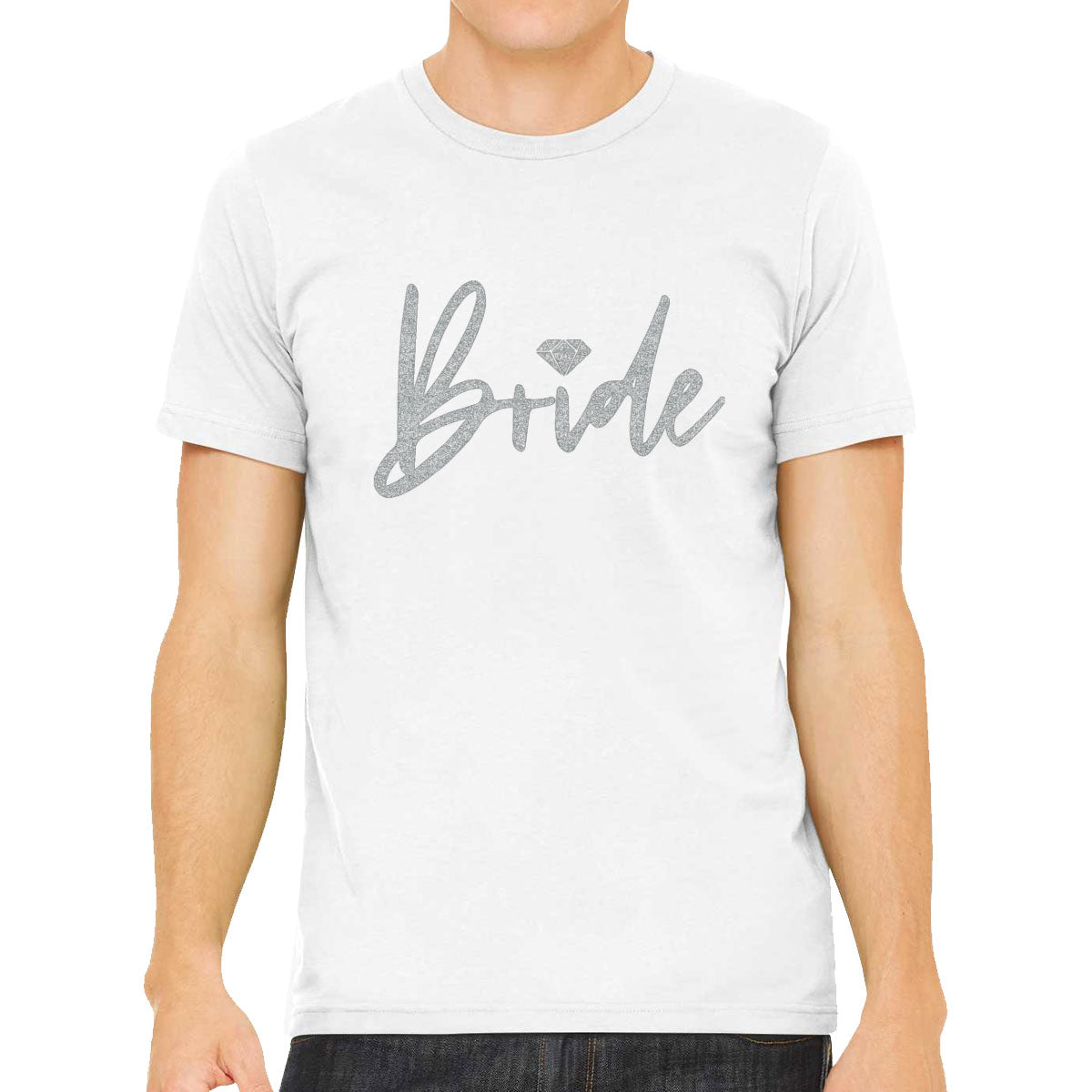 Bride Silver Glitter Print Men's T-shirt