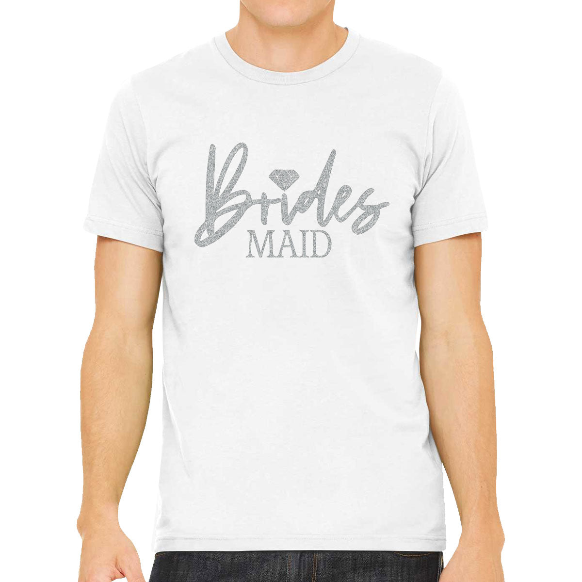 Bridesmaid Silver Glitter Print Men's T-shirt