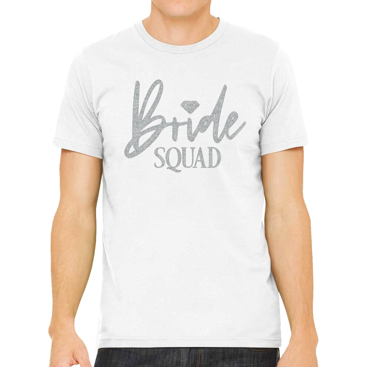 Bride Squad Silver Glitter Print Men's T-shirt