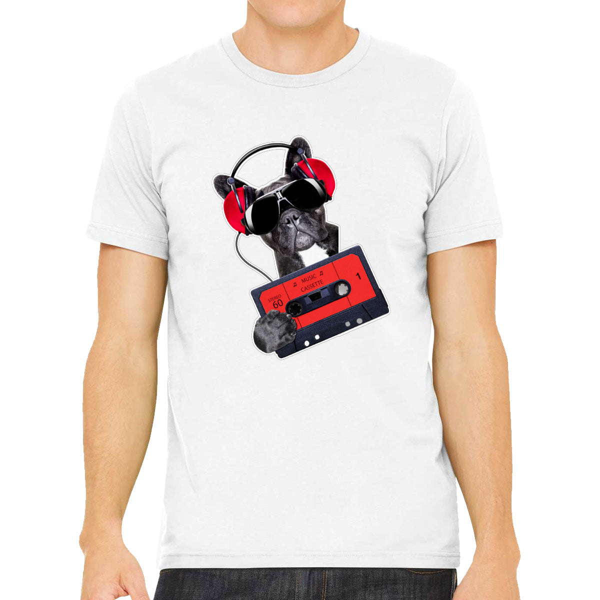 Cool Dog With Headphone Men's T-shirt