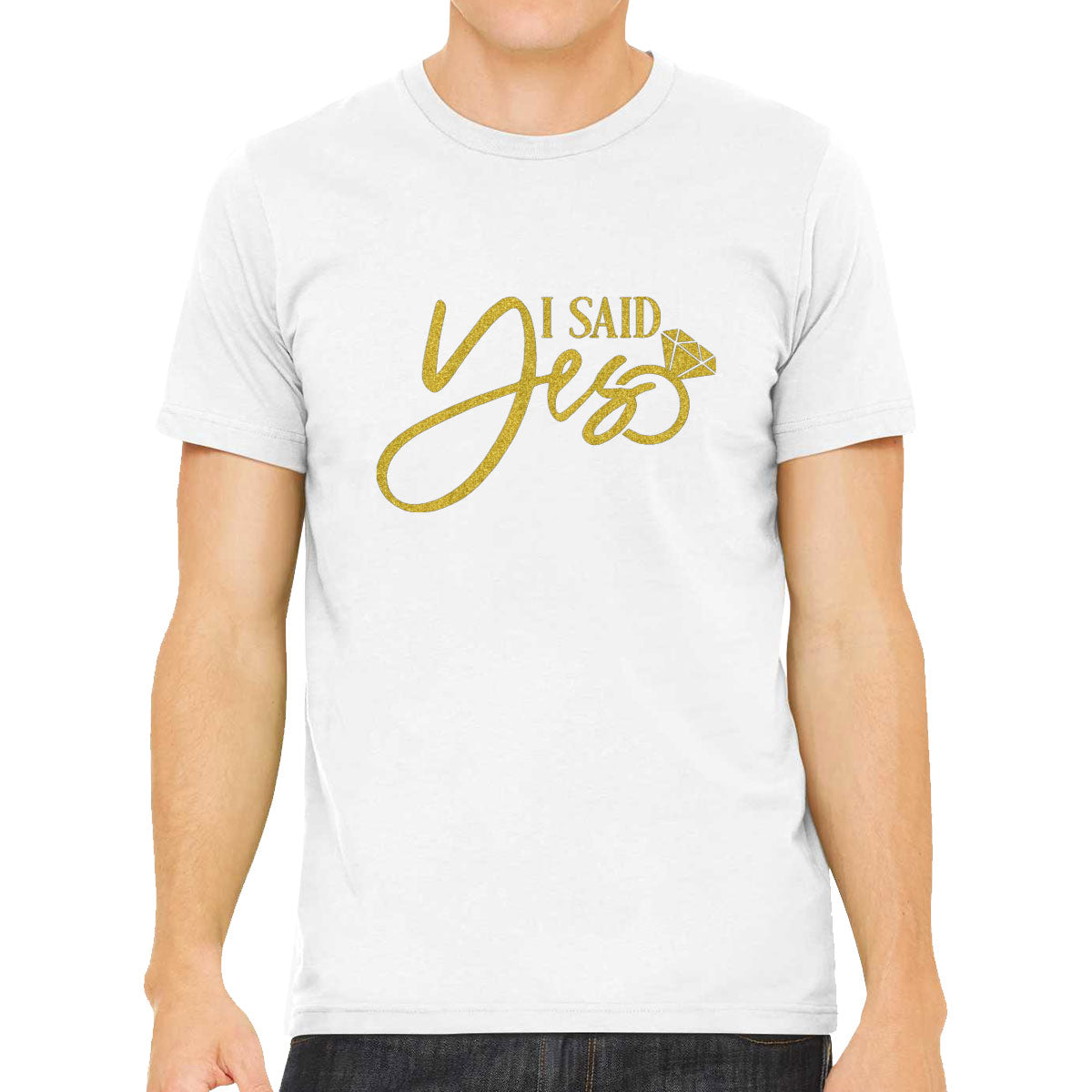 I Said Yes Gold Glitter Print Men's T-shirt