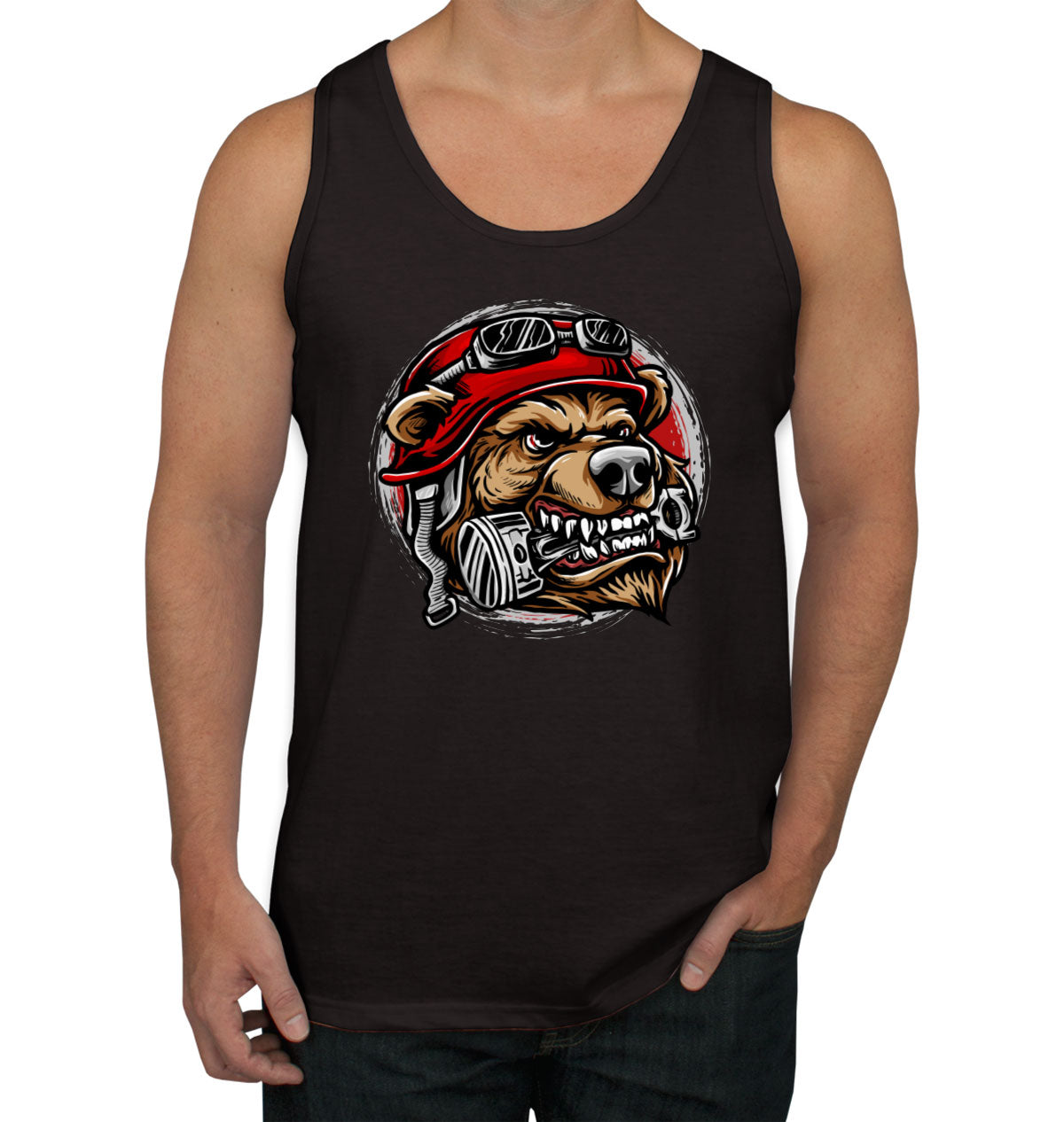 Biker Bear With Helmet Men's Tank Top