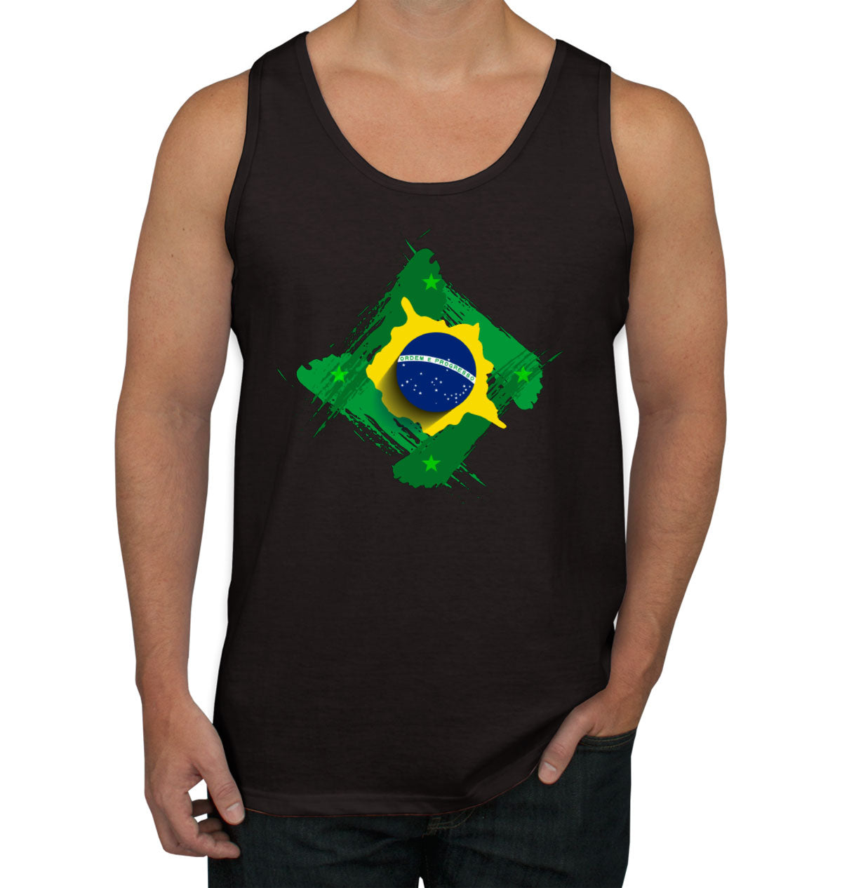 Brazil Flag Diamond Shape Men's Tank Top