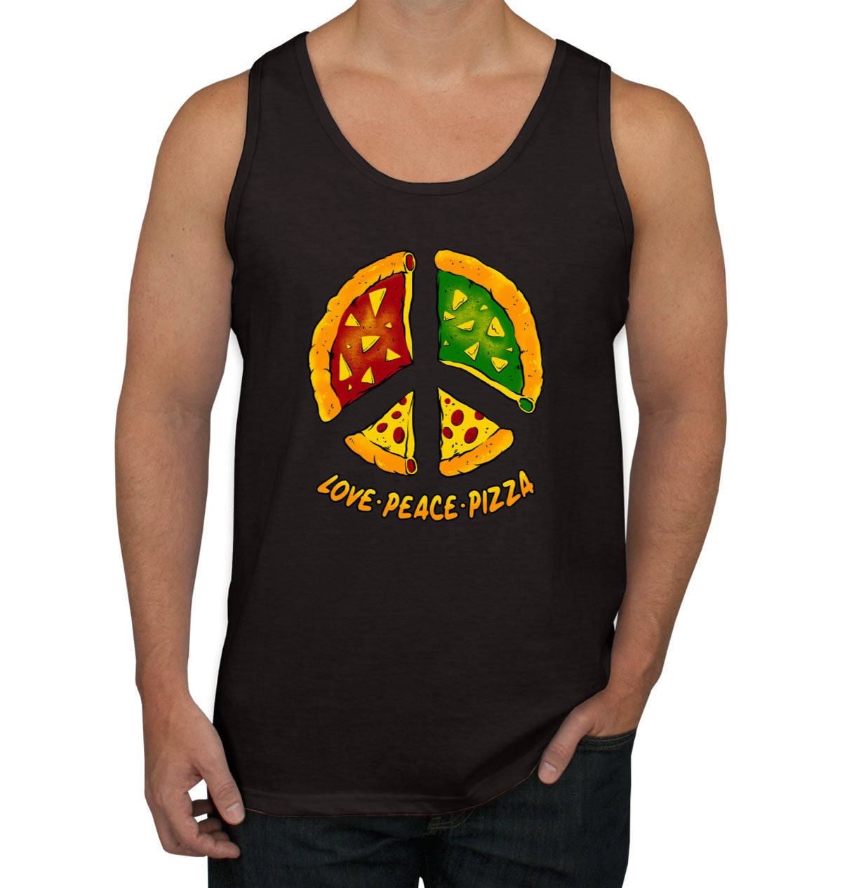 Love Peace Pizza Men's Tank Top