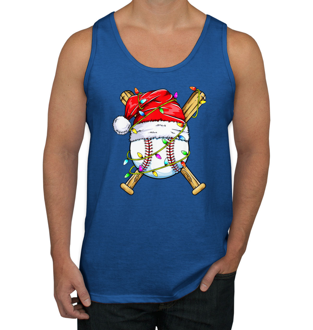 Baseball With Santa Hat Christmas Men's Tank Top