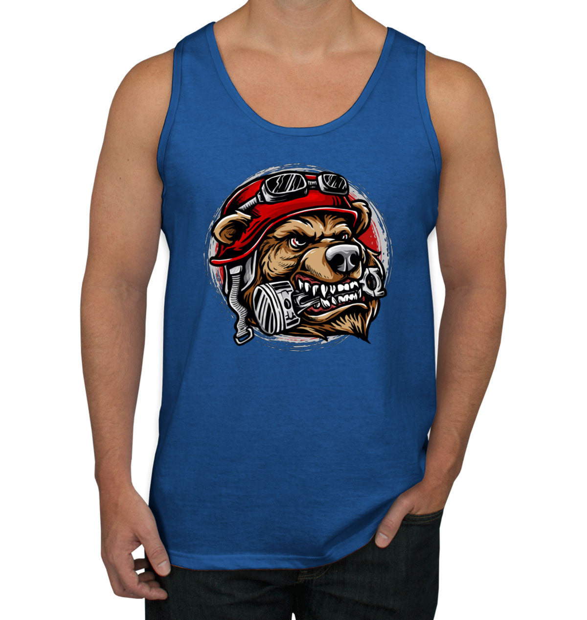 Biker Bear With Helmet Men's Tank Top