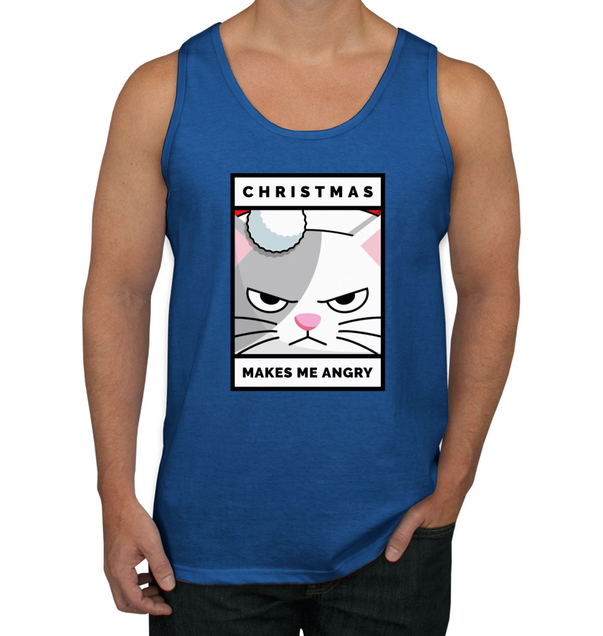 Christmas Makes Me Angry Cat Christmas Men's Tank Top