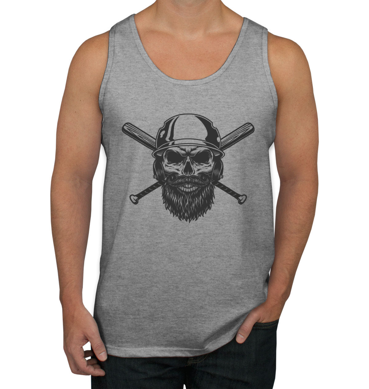 Skull in Baseball Helmet Men's Tank Top