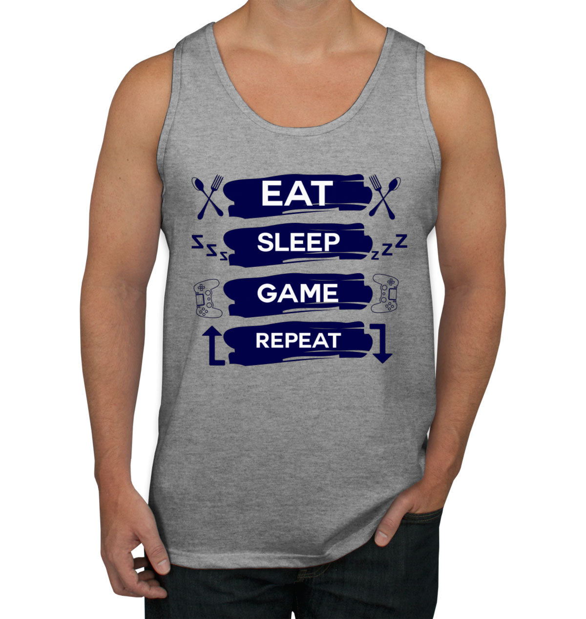 Eat Sleep Game Repeat Men's Tank Top