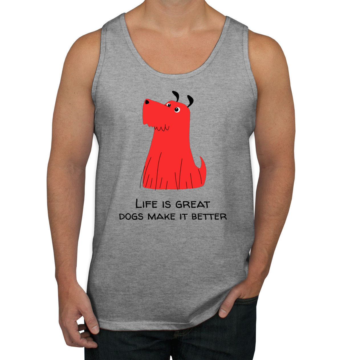 Life Is Great. Dogs Make It Better Furry Dog Men's Tank Top