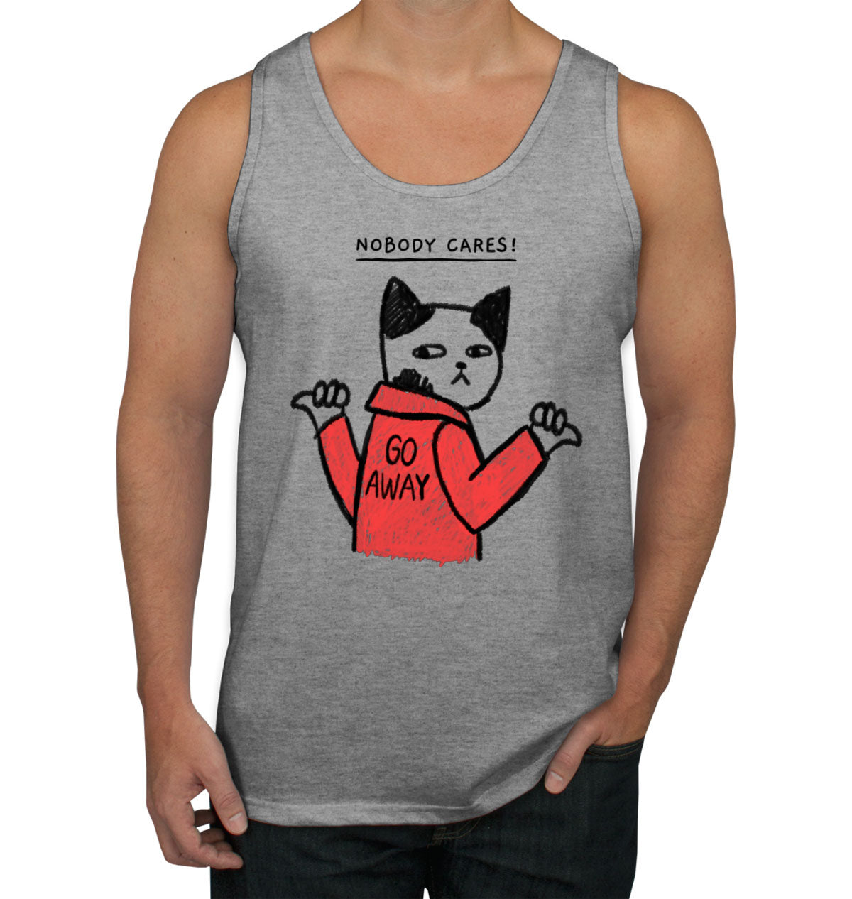 Nobody Cares! Go Away Funny Cat Men's Tank Top