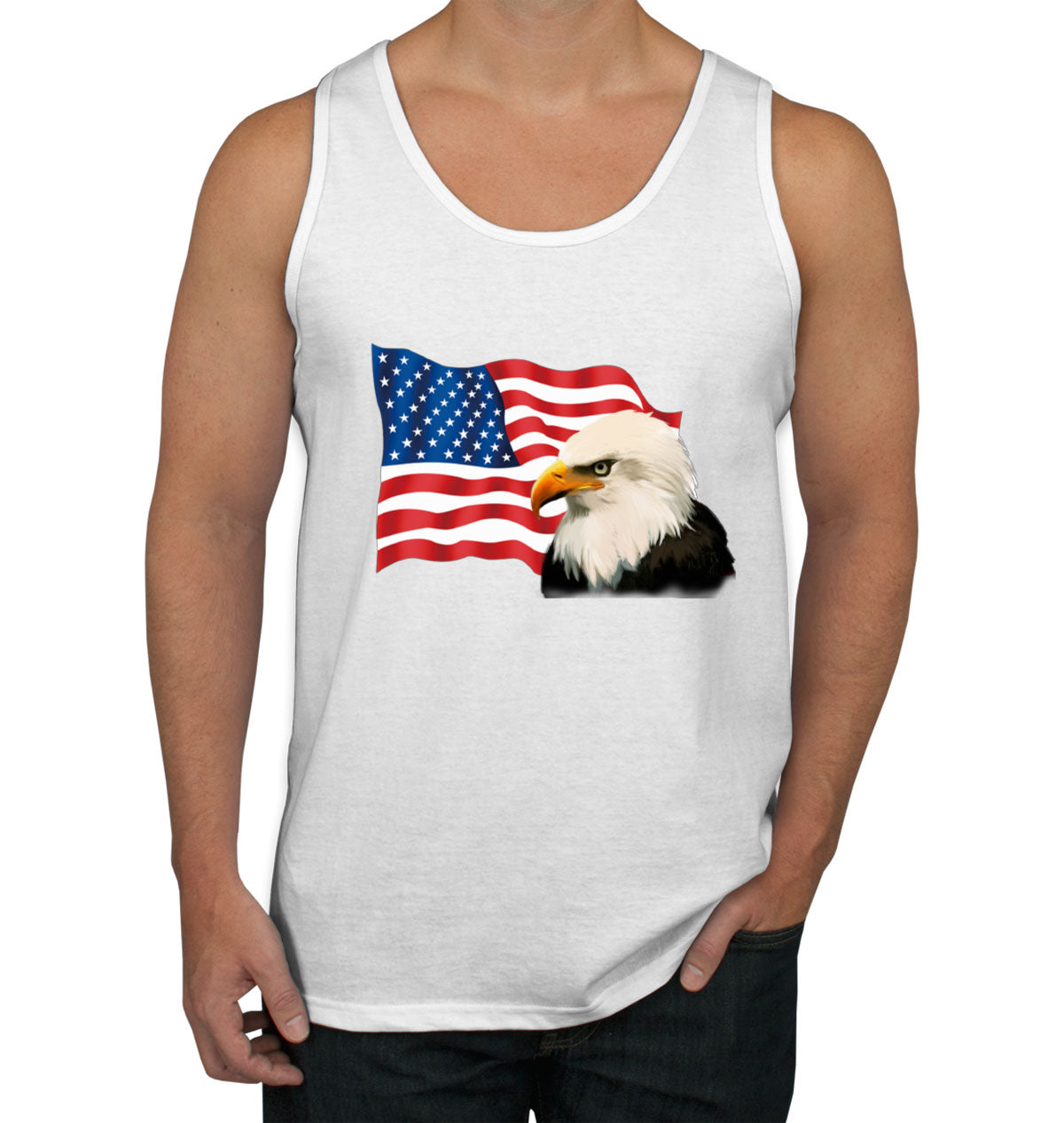 Bald Eagle American Flag Men's Tank Top