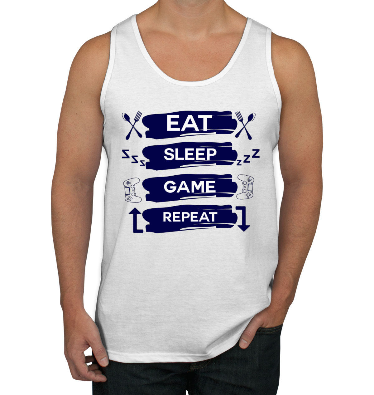 Eat Sleep Game Repeat Men's Tank Top