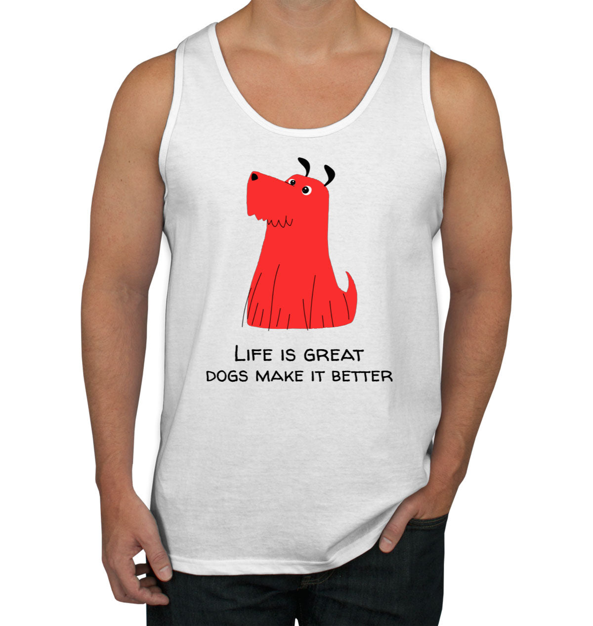 Life Is Great. Dogs Make It Better Furry Dog Men's Tank Top