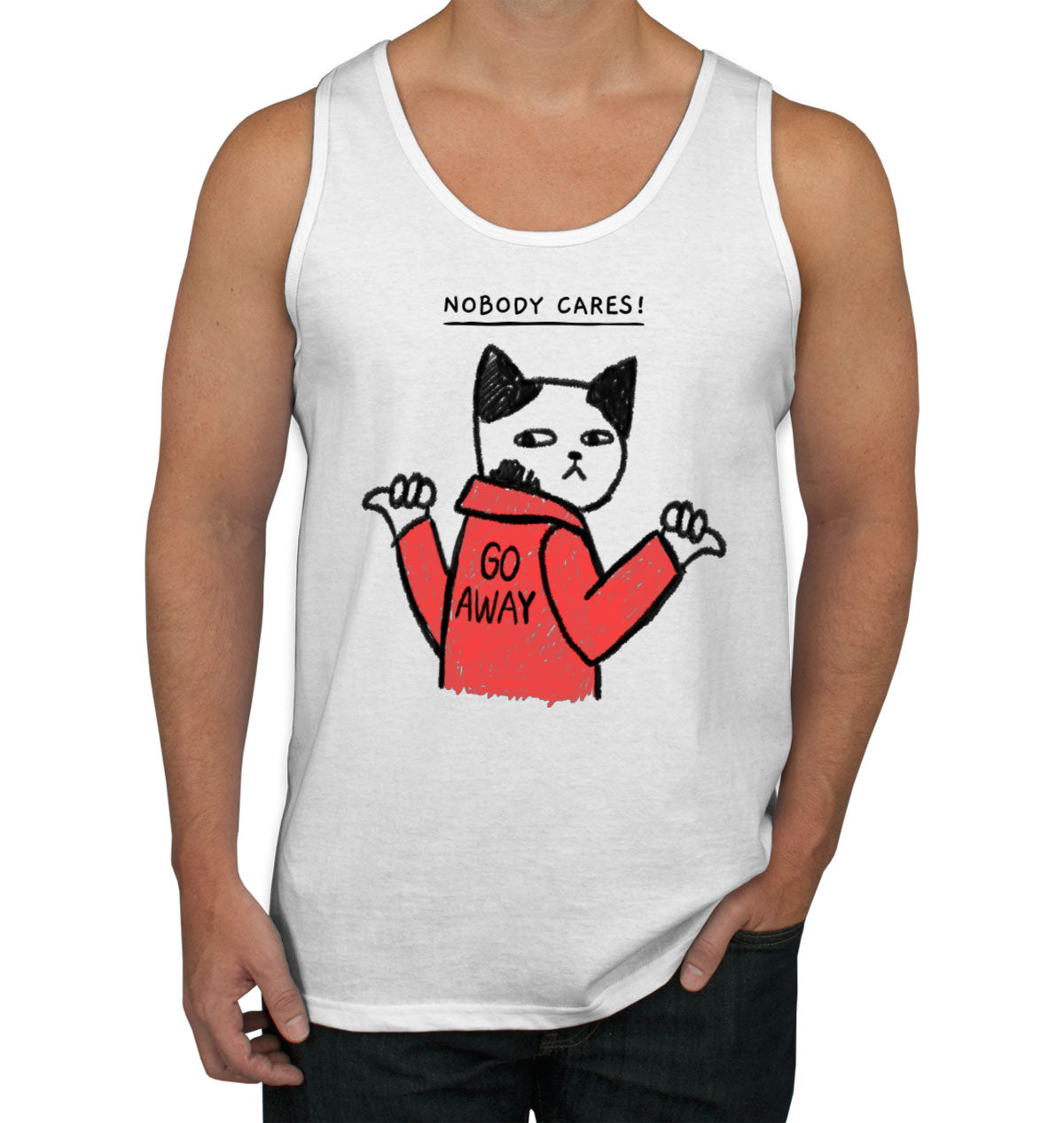 Nobody Cares! Go Away Funny Cat Men's Tank Top