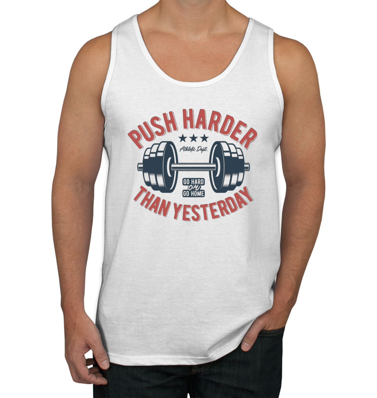 Push Harder Than Yesterday Gym Workout Men's Tank Top