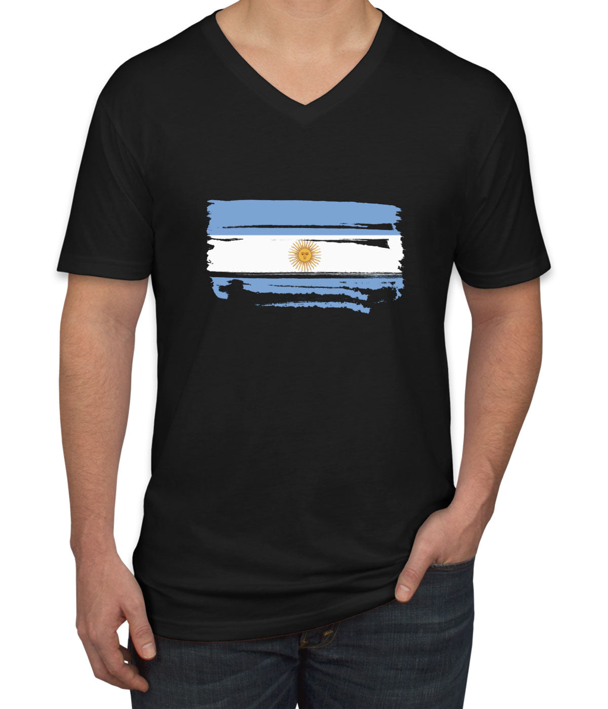 Argentina Flag Men's V Neck T-shirt