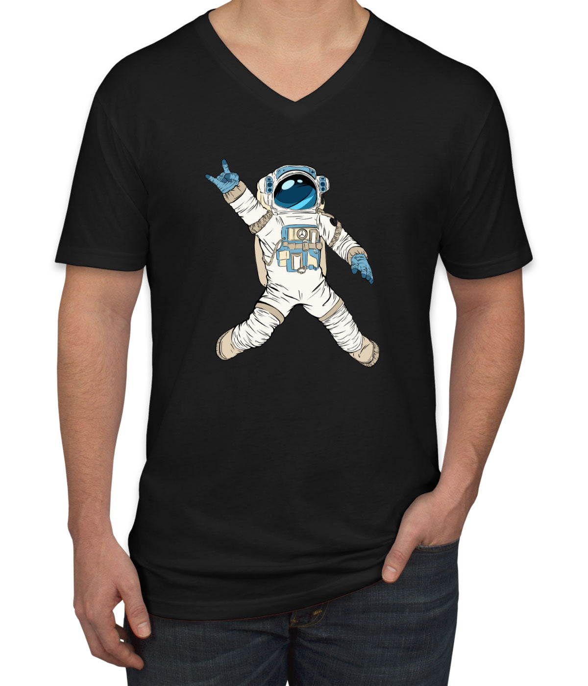 Astro Rock Music Men's V Neck T-shirt