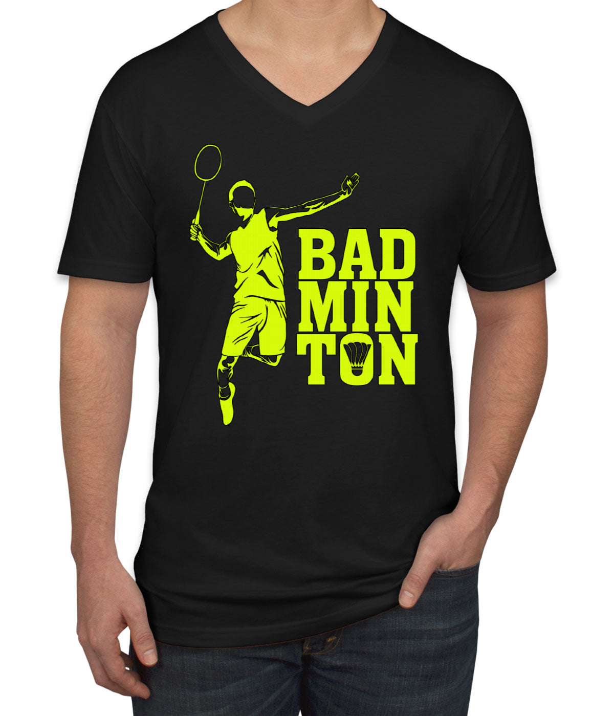 Badminton Player Men's V Neck T-shirt