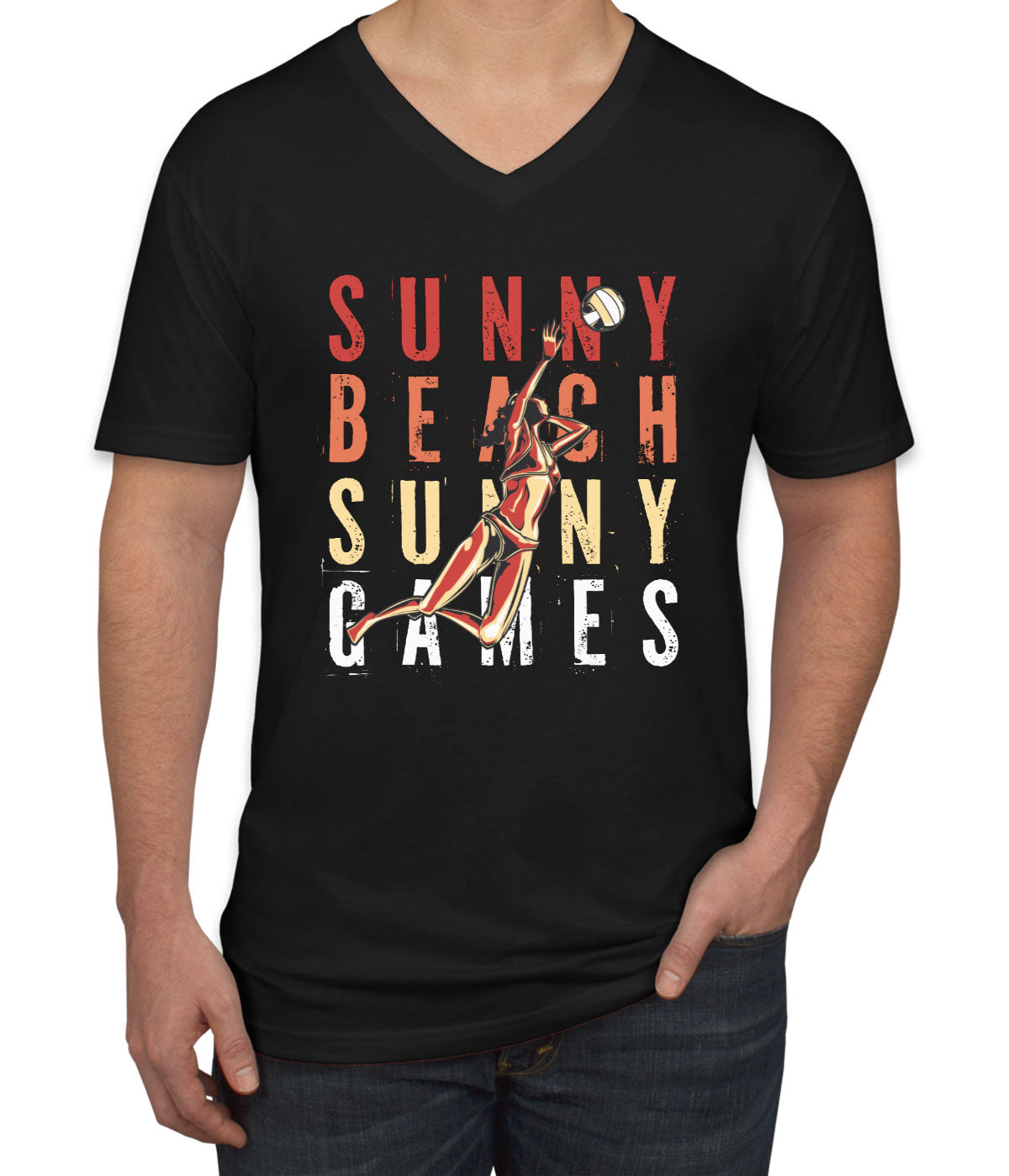 Beach Volleyball Men's V Neck T-shirt