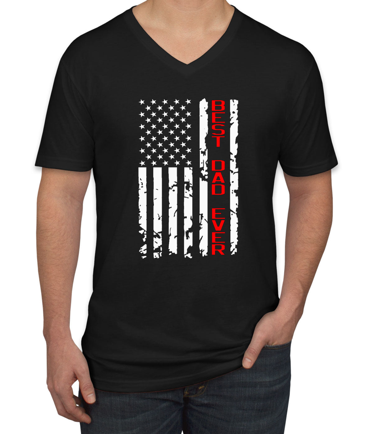 Best Dad Ever American Flag Men's V Neck T-shirt