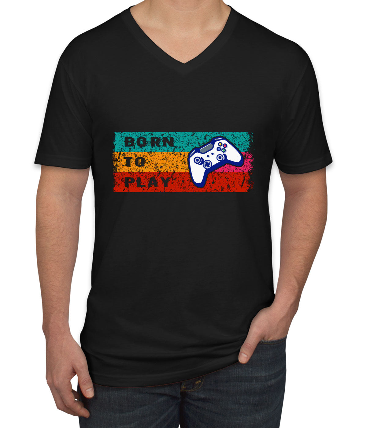 Born To Play Game Men's V Neck T-shirt