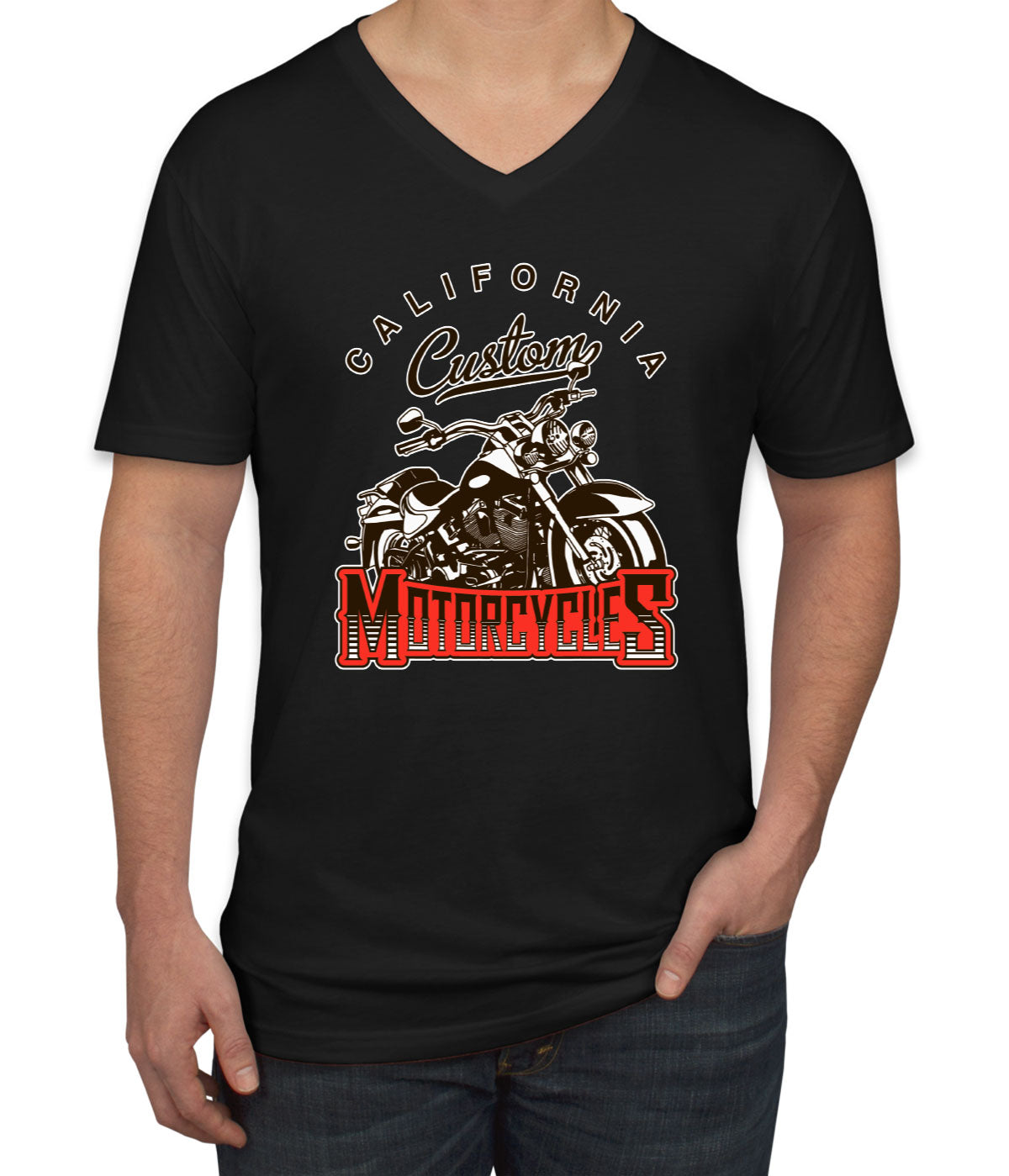 California Custom Motorcycles Men's V Neck T-shirt