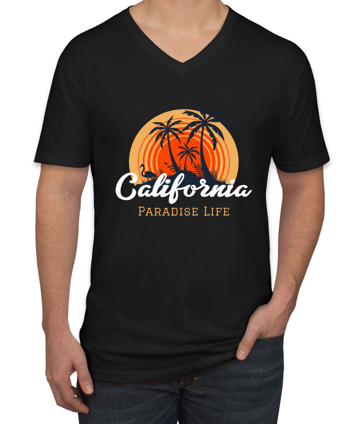 California Paradise Life Men's V Neck T-shirt