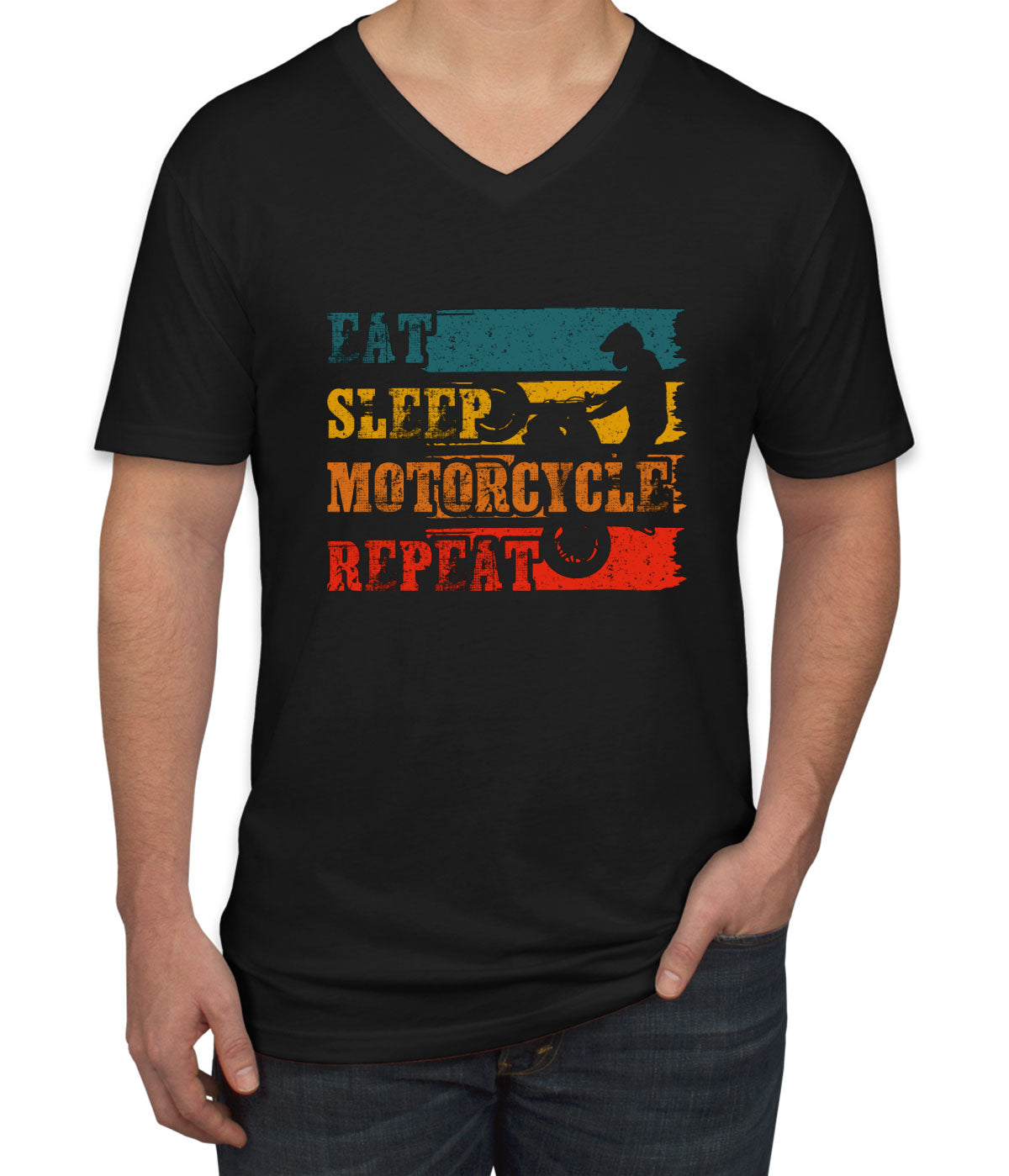 Eat Sleep Motorcycle Repeat Men's V Neck T-shirt