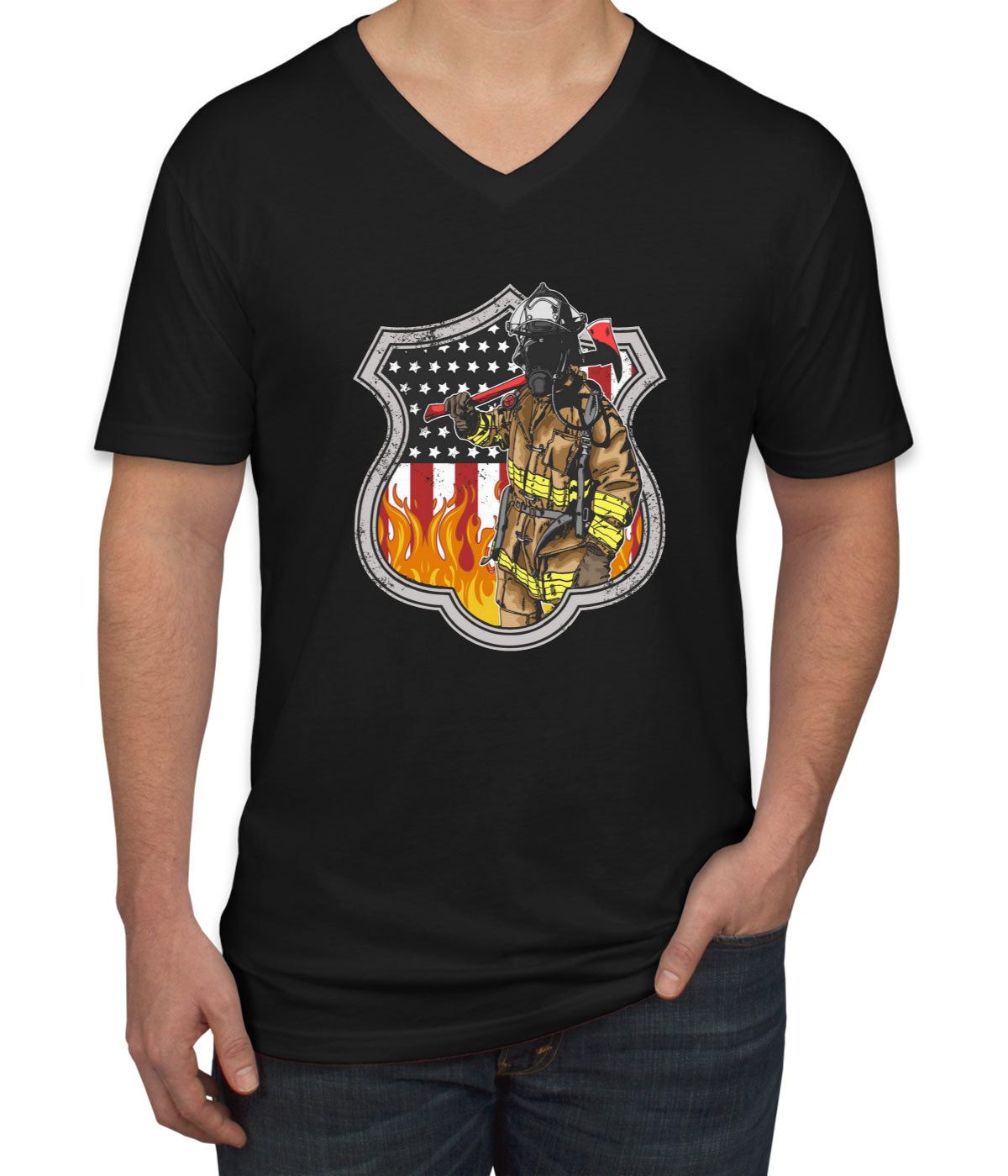 American Firefighter Men's V Neck T-shirt