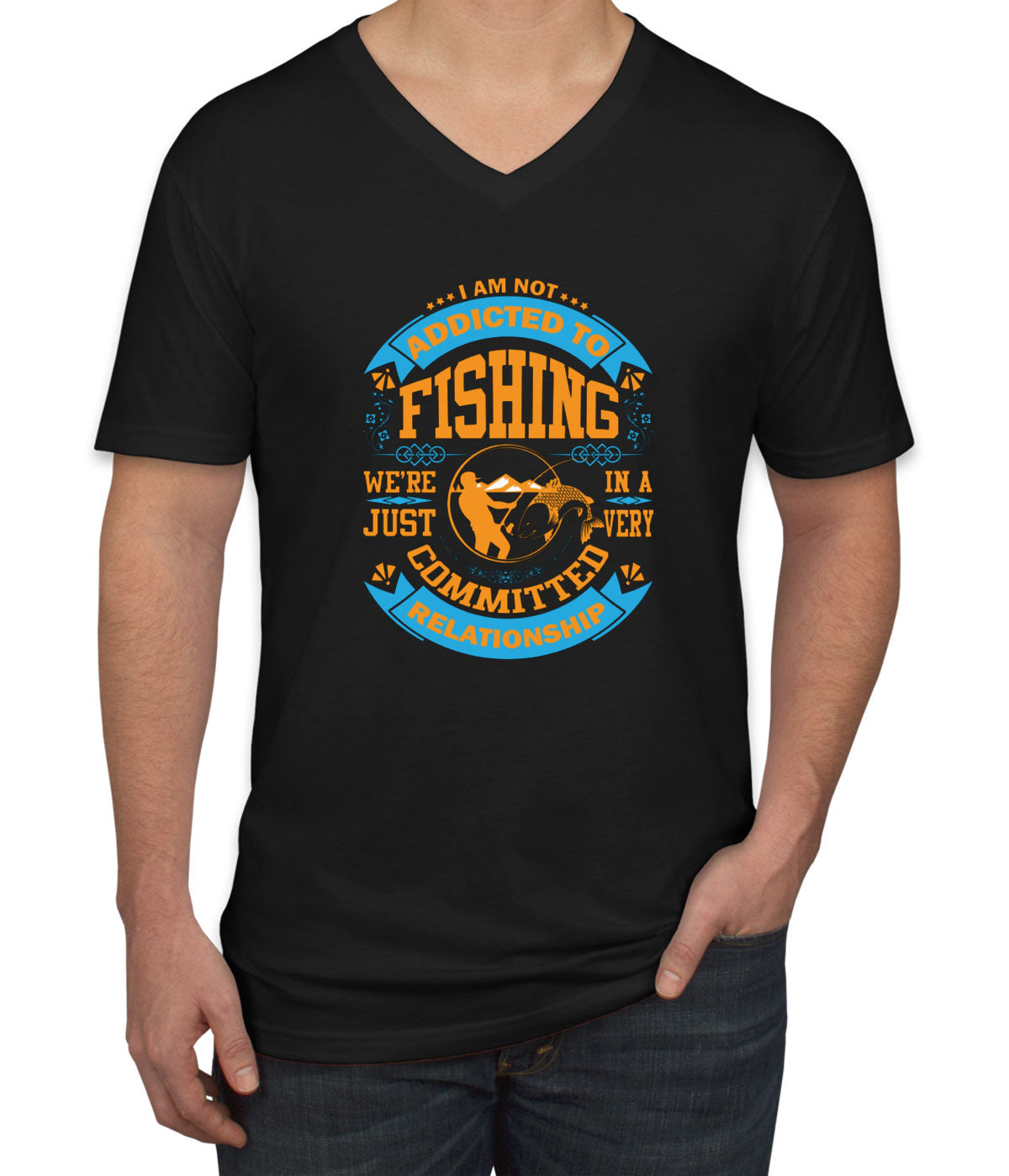 Fishing Addicted Retirement Men's V Neck T-shirt