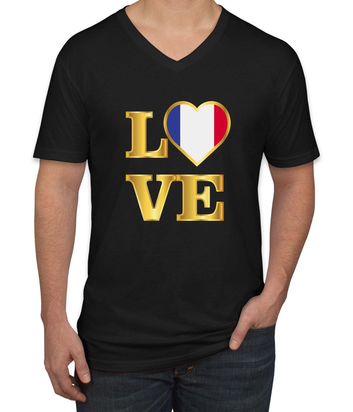 France Love Men's V Neck T-shirt