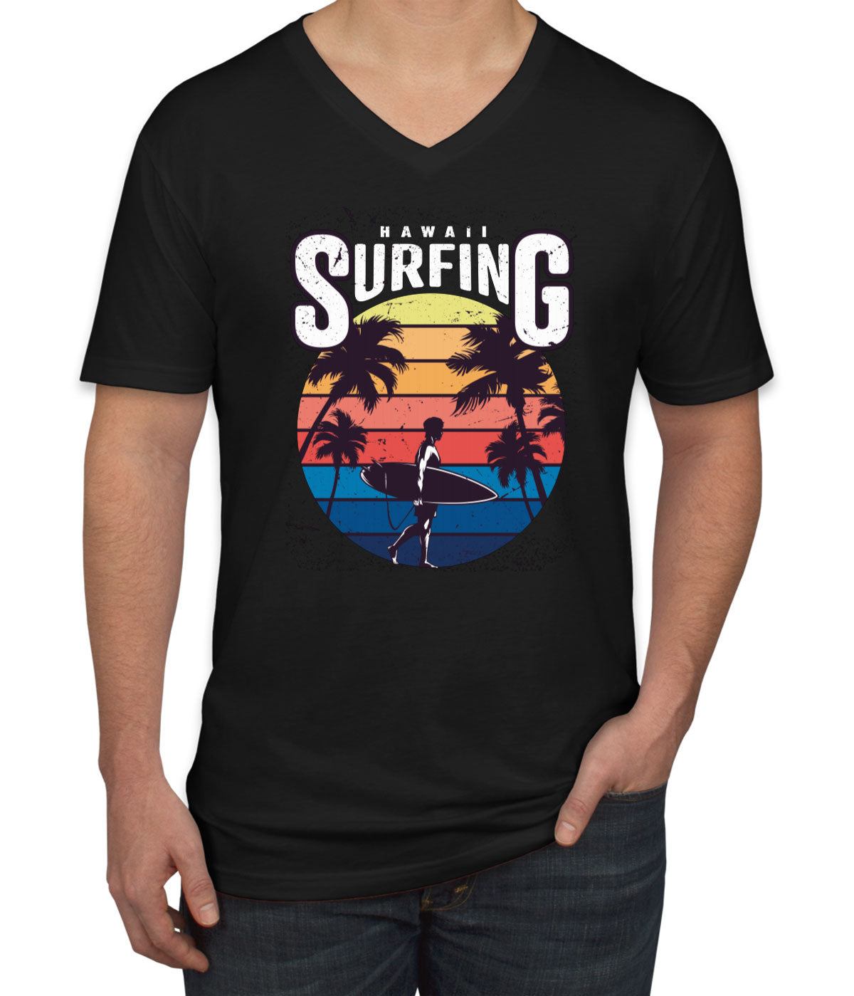 Hawaii Surfing Men's V Neck T-shirt