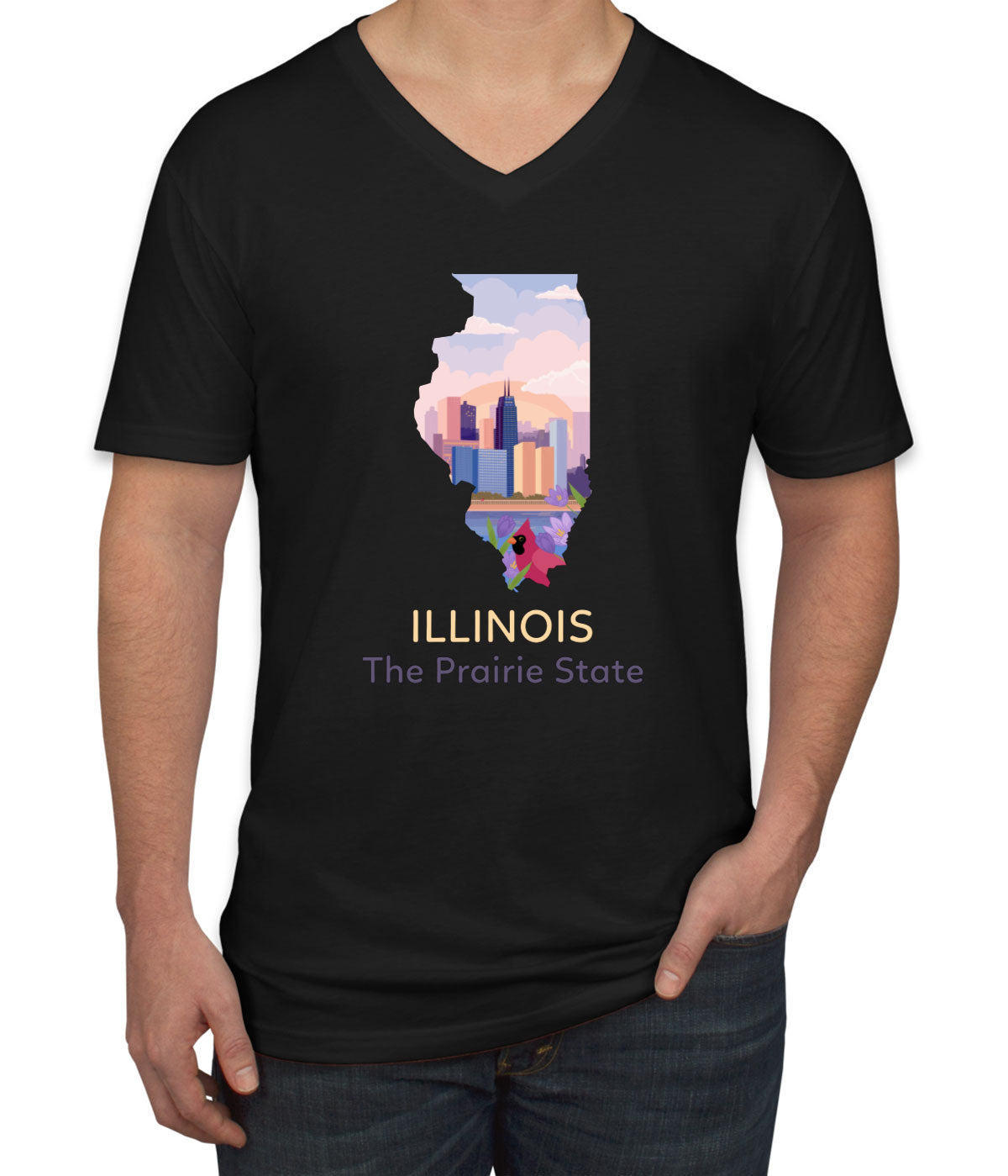 Illinois The Prairie State Men's V Neck T-shirt