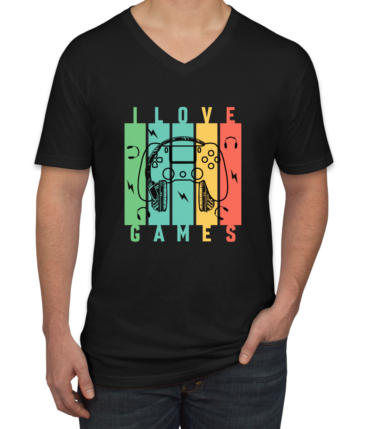 I Love Games Men's V Neck T-shirt