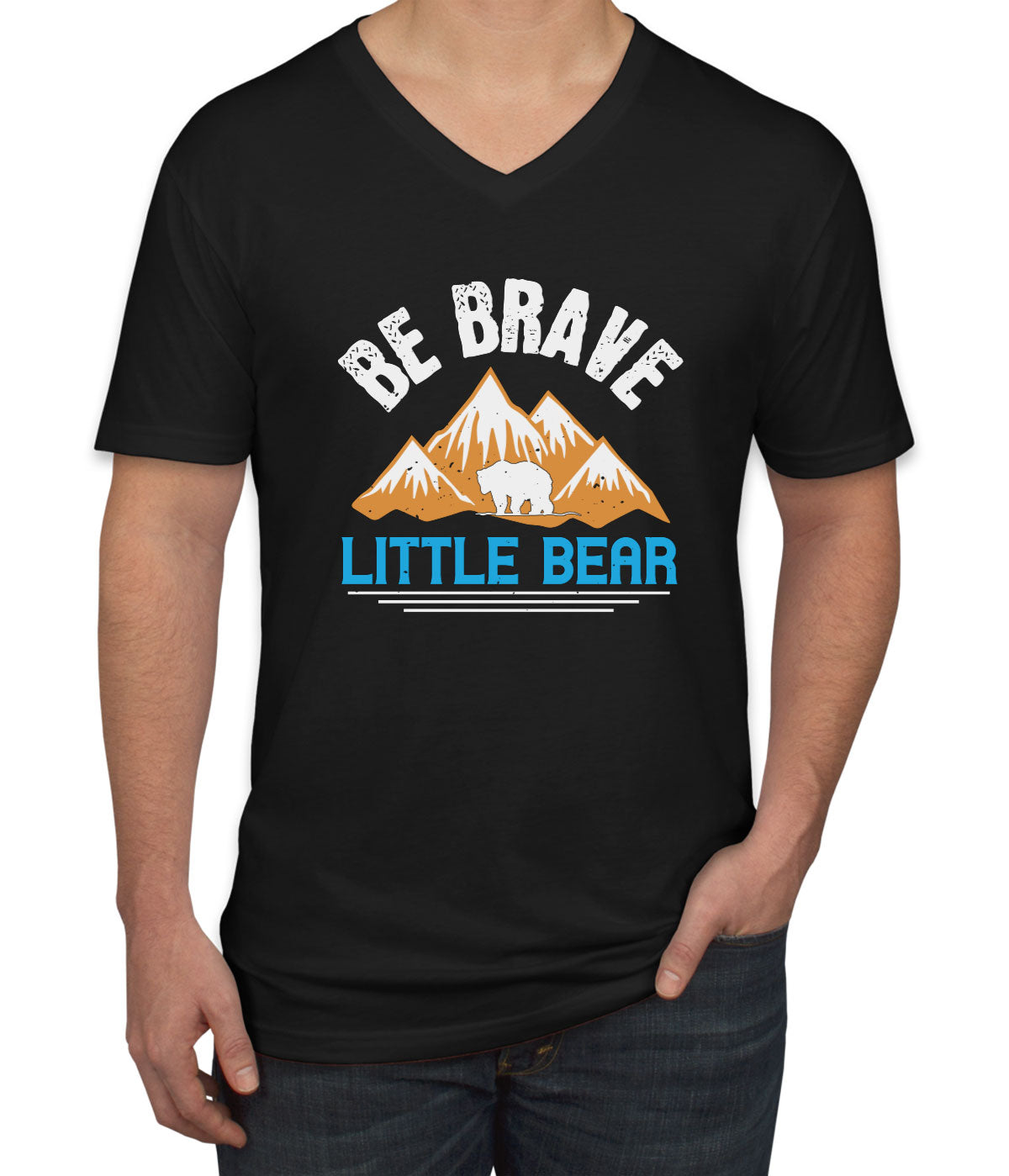 Be Brave Little Bear Men's V Neck T-shirt