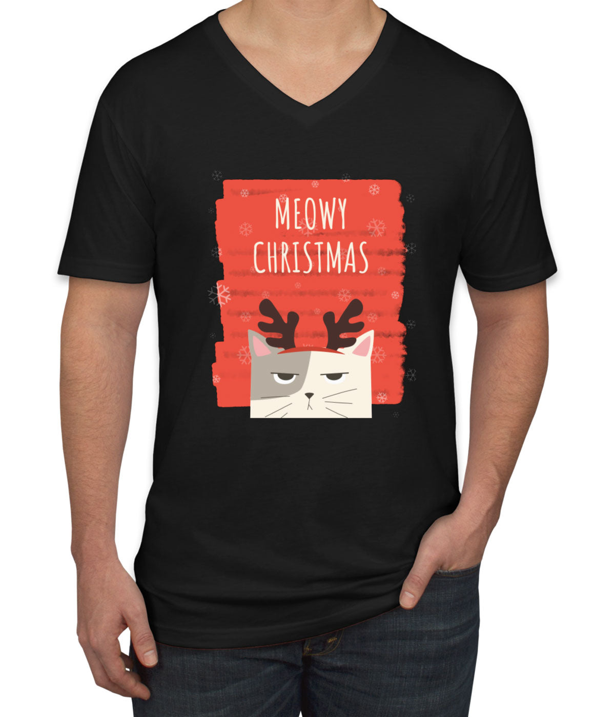 Meowy Christmas Cat Christmas Men's V Neck T-shirt