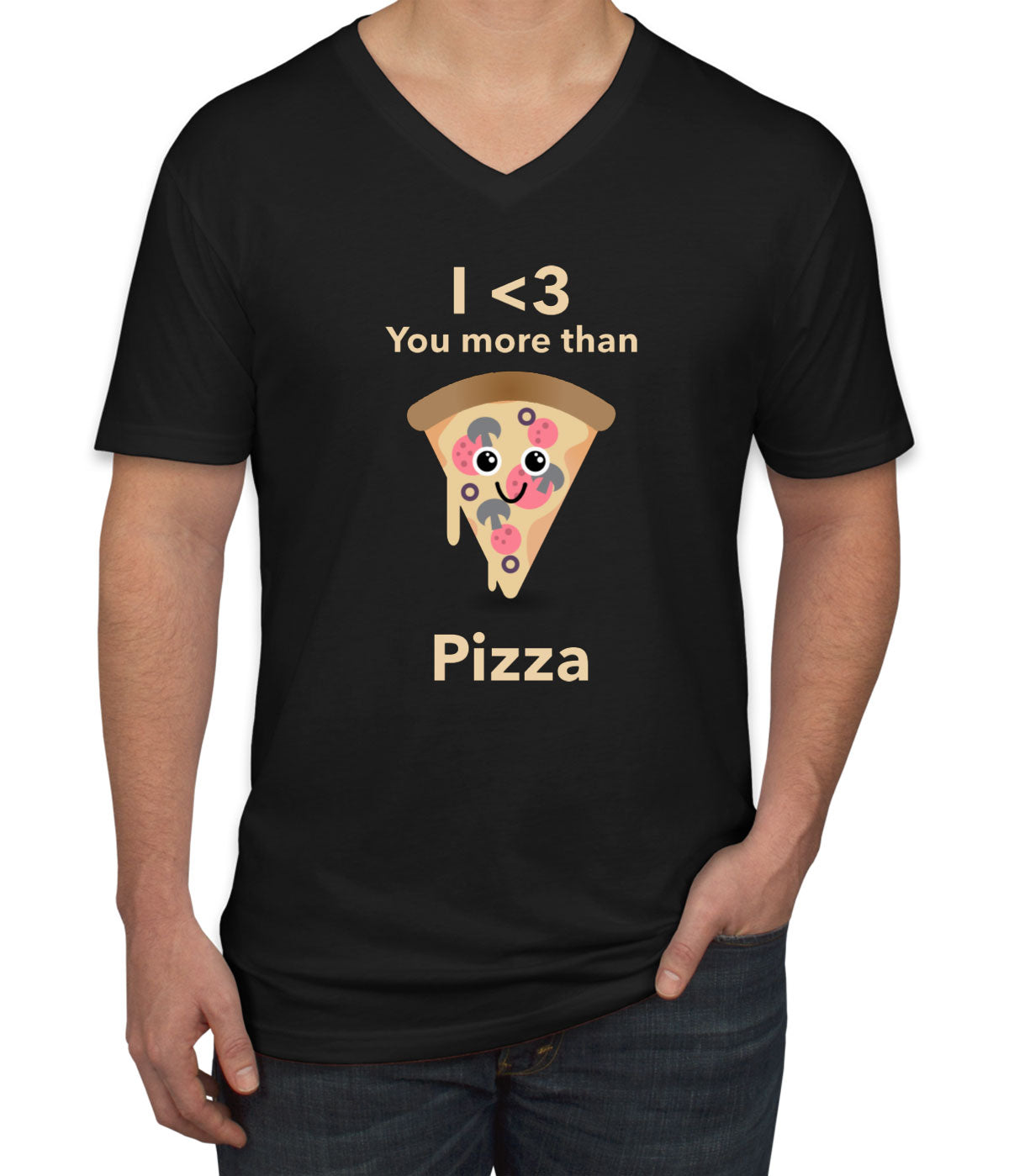 I Love You More Than Pizza Valentine's Day Men's V Neck T-shirt