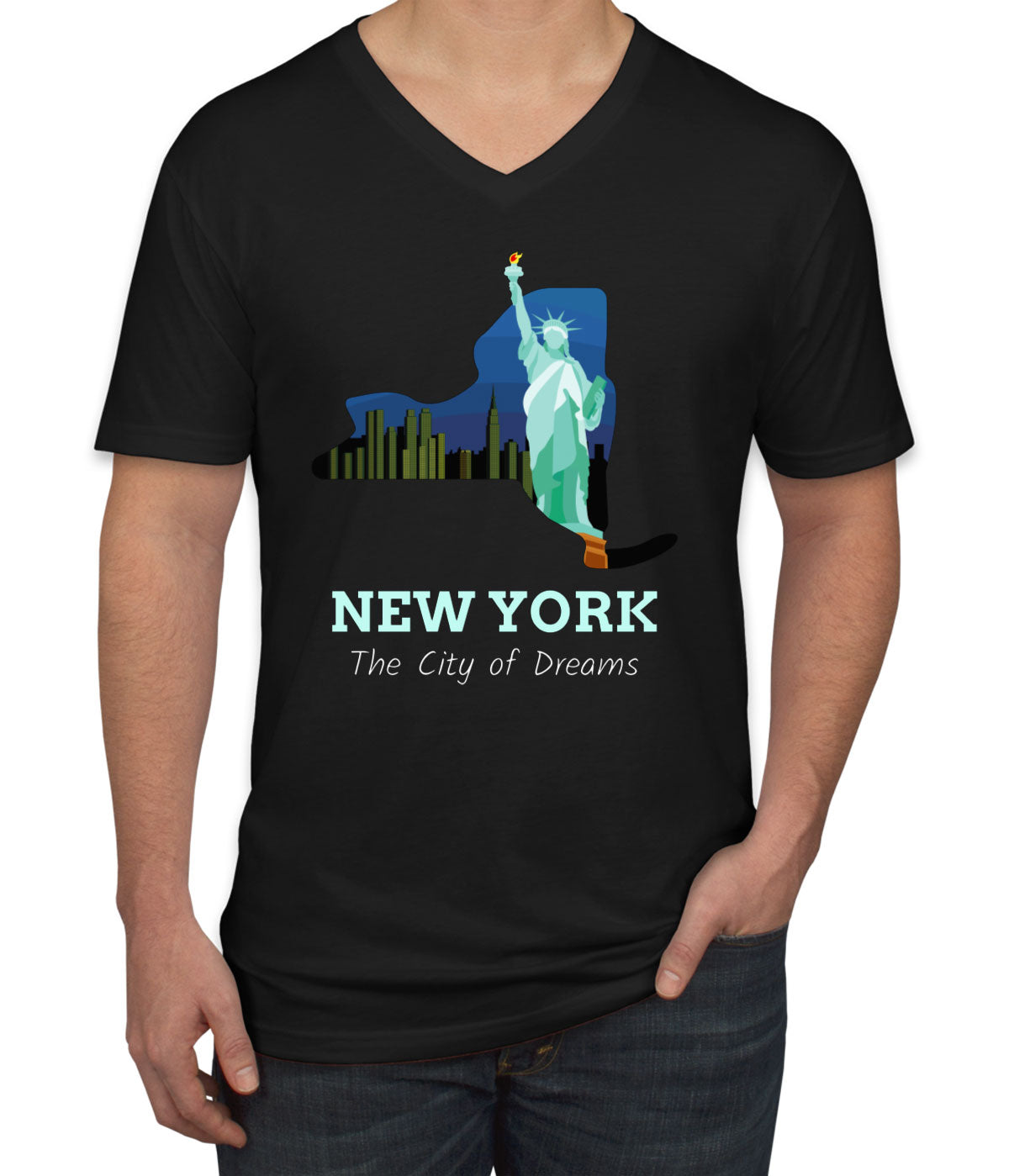 New York The City Of Dreams Men's V Neck T-shirt