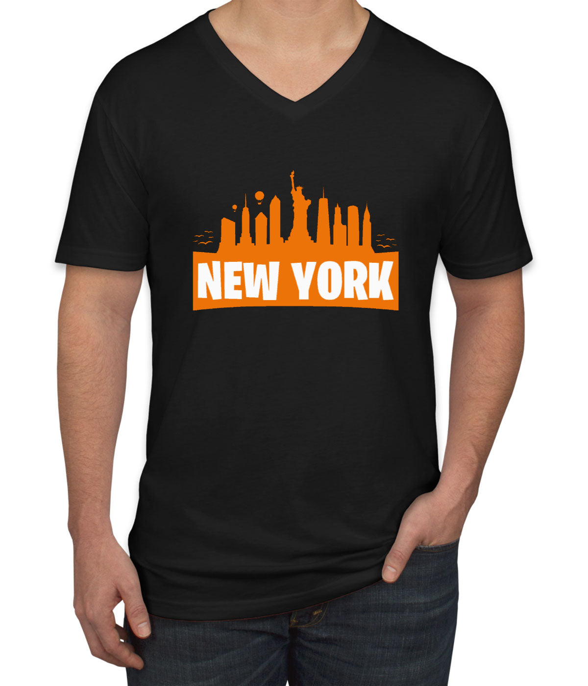 New York City Silhouette Men's V Neck T-shirt