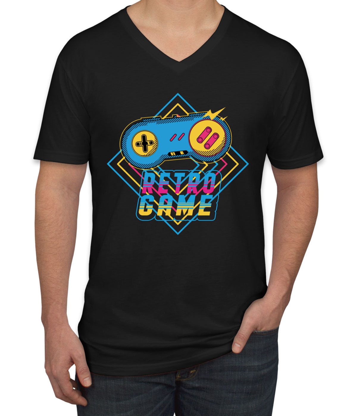 Retro Game Controller Men's V Neck T-shirt