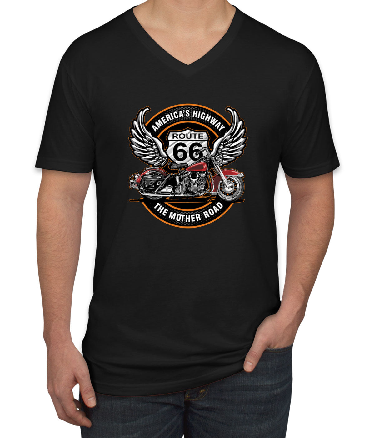 Route 66 The Mother Road Men's V Neck T-shirt