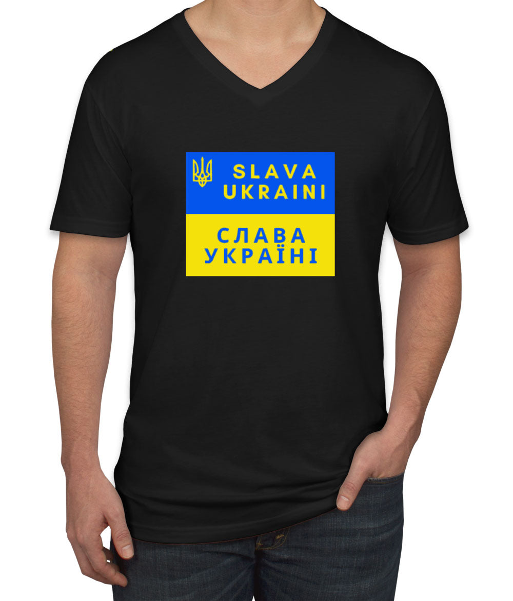 Slava Ukraini Men's V Neck T-shirt