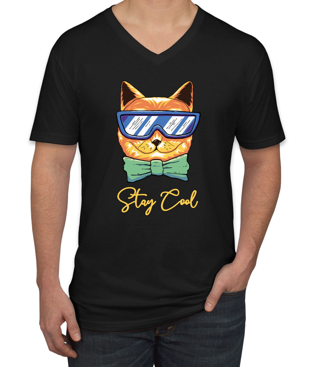 Cool Cat Men's V Neck T-shirt