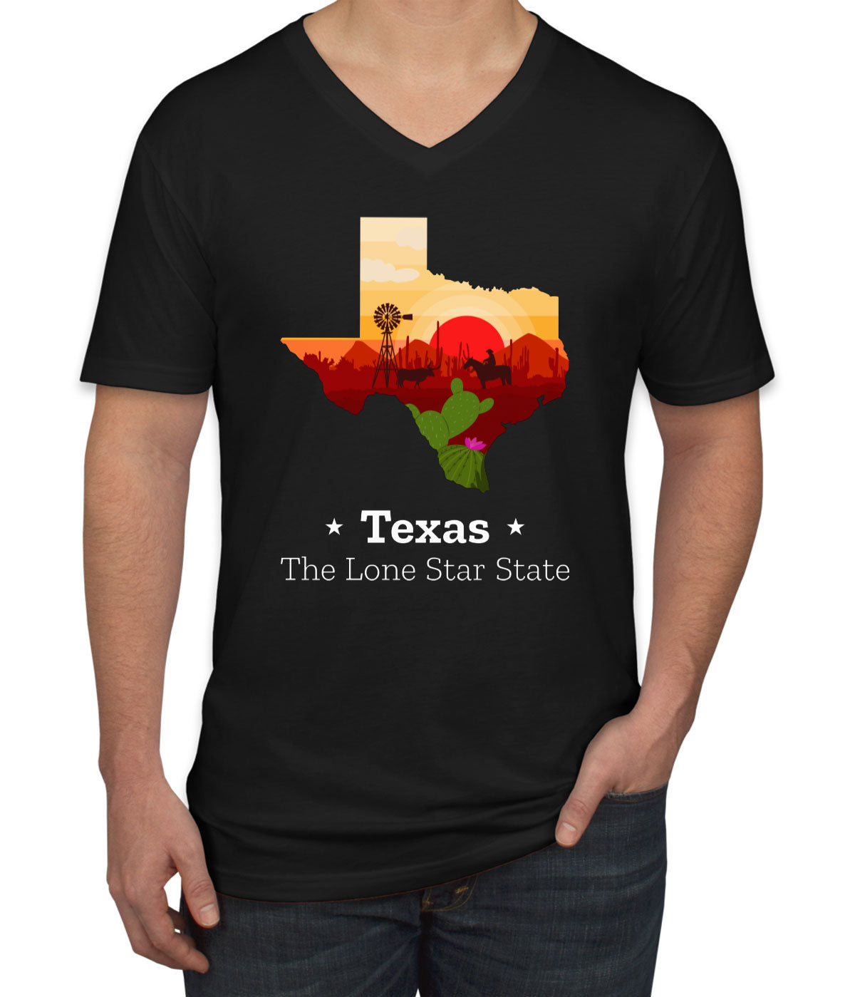 Texas The Lone Star State Men's V Neck T-shirt